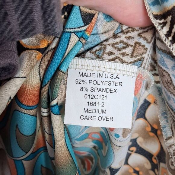 Jessica Max USA Women's Y2K Asymmetrical Hem Boho V Neck Top size Medium - Picture 6 of 6